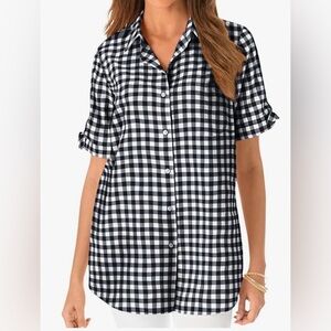 Roamans
French Check Big Shirt
Black Check Multicolored
Size: 16W